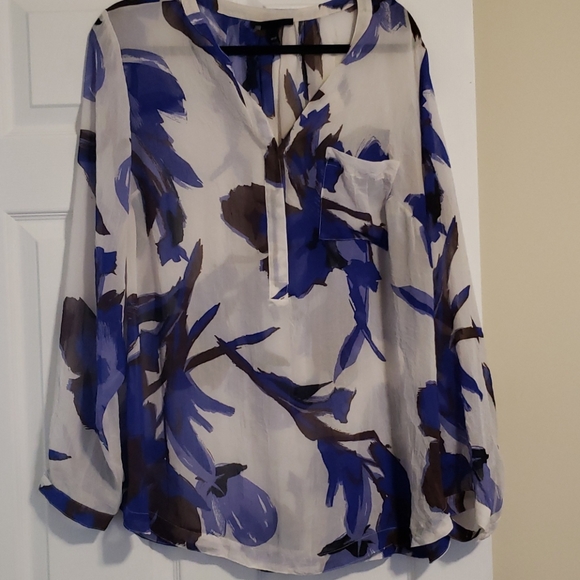 Lane Bryant sheer blue flower blouse - Picture 1 of 2